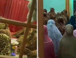 Viral! Sekelompok Emak-emak Gunakan Mukena Motif Macan Saat Sholat Tarawih