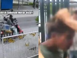 Vral! Seorang Pria Nekat Curi Sepeda Motor Kurir di Asahan, Berakhir Babak Belur Dihajar Warga